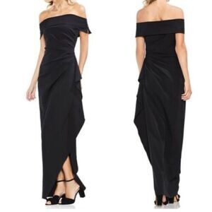 Vince Camuto’s Ruffled Off-The-Shoulder Crepe Maxi  Gown Dress
Size 8